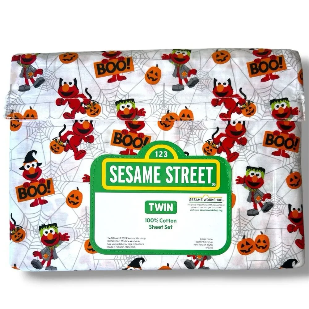 SESAME STREET ELMO HALLOWEEN TWIN SIZE SHEET SET TRICK OR TREAT NEW 2024